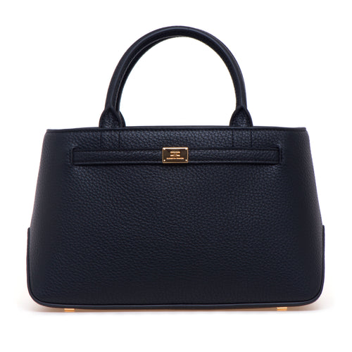 Borsa a mano Elisabetta Franchi in ecopelle con placca oro e tracolla