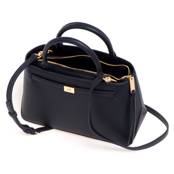 Borsa a mano Elisabetta Franchi in ecopelle con placca oro e tracolla - 4