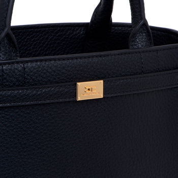 Borsa a mano Elisabetta Franchi in ecopelle con placca oro e tracolla - 5