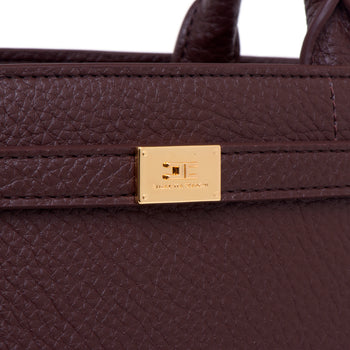 Borsa a mano Elisabetta Franchi in ecopelle con placca oro e tracolla - 5