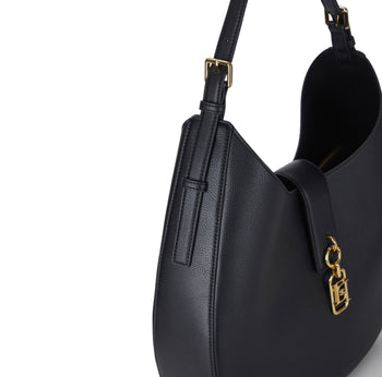 Borsa hobo tonda Elisabetta Franchi con charm in metallo dorato - 4