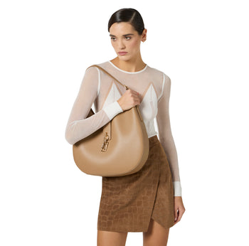 Borsa hobo tonda Elisabetta Franchi con charm in metallo dorato - 5