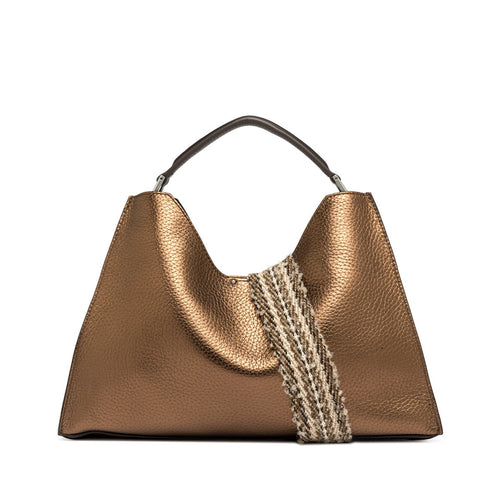Borsa a mano a trapezio Gianni Chiarini "Aurora" in pelle martellata con tracolla