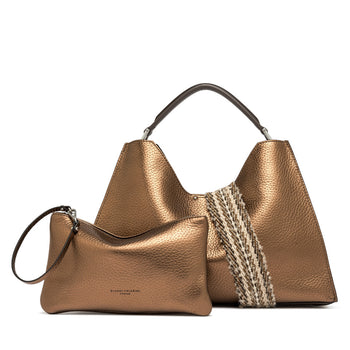 Borsa a mano a trapezio Gianni Chiarini "Aurora" in pelle martellata con tracolla - 5