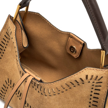 Borsa a mano Gianni Chiarini "Aurora" in camoscio laserato con tracolla - 4