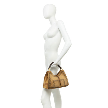 Borsa a mano Gianni Chiarini "Aurora" in camoscio laserato con tracolla - 6