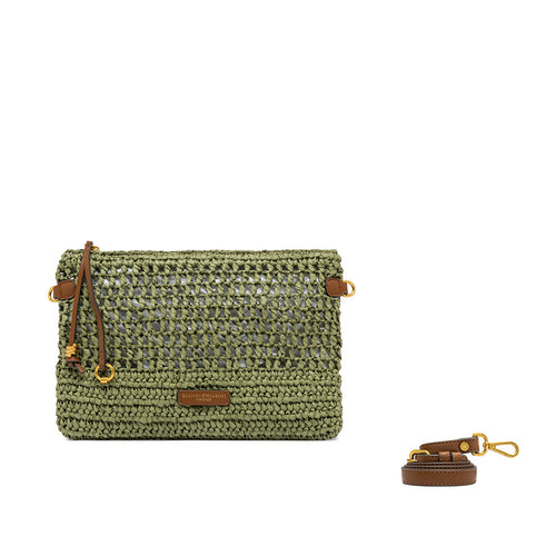 Busta con zip Gianni Chiarini Nefeli in paglia intrecciata