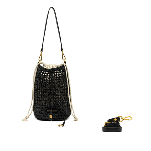 Borsa a secchiello Gianni Chiarini Nefeli in paglia crochet con tracolla