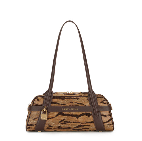 Bauletto Elisabetta Franchi in tessuto con stampa tigre