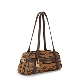 Bauletto Elisabetta Franchi in tessuto con stampa tigre - 3