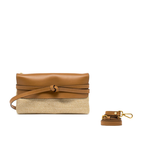 Pochette Gianni Chiarini Belty in paglia intrecciata e pelle con tracolla