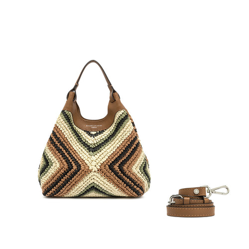Borsa Gianni Chiarini Dua in paglia intrecciata con fantasia multicolor