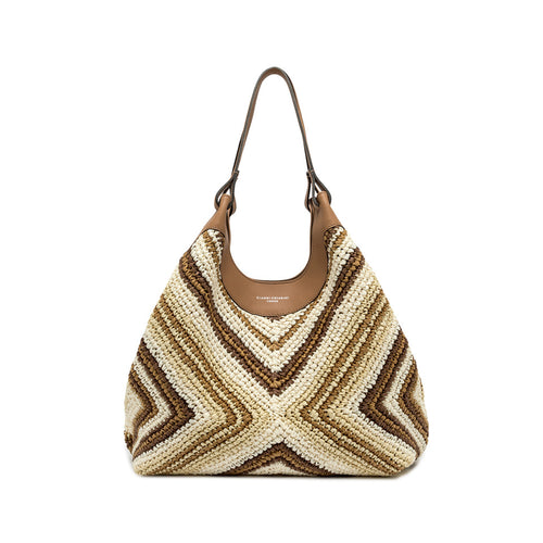 Borsa Gianni Chiarini Dua in paglia intrecciata con fantasia multicolor