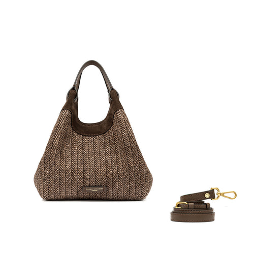 Borsa Gianni Chiarini Dua in camoscio e paglia intrecciata con tracolla (mis. media)