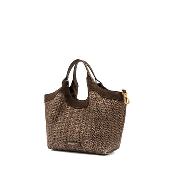 Borsa Gianni Chiarini Dua in camoscio e paglia intrecciata con tracolla (mis. media) - 4
