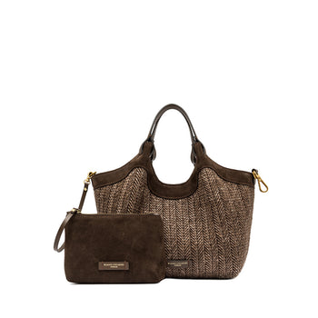 Borsa Gianni Chiarini Dua in camoscio e paglia intrecciata con tracolla (mis. media) - 6