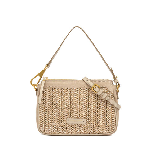 Borsa a spallla Gianni Chiarini Brooke in camoscio e paglia intrecciata