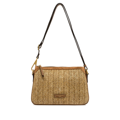 Tracolla Gianni Chiarini Brooke in camoscio e paglia intrecciata