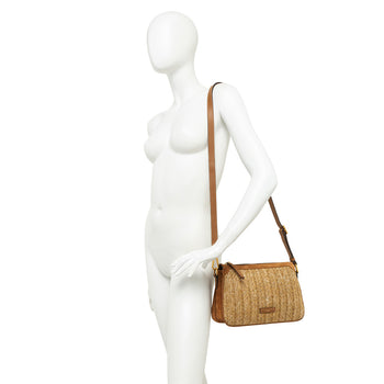 Tracolla Gianni Chiarini Brooke in camoscio e paglia intrecciata - 7