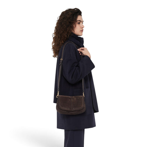 Borsa a spalla Gianni Chiarini "Helena Round" in camoscio con tracolla - Misura media - 2