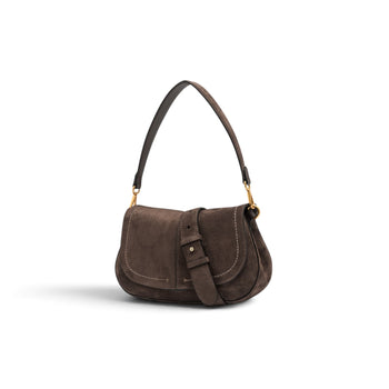 Borsa a spalla Gianni Chiarini "Helena Round" in camoscio con tracolla - Misura media - 4