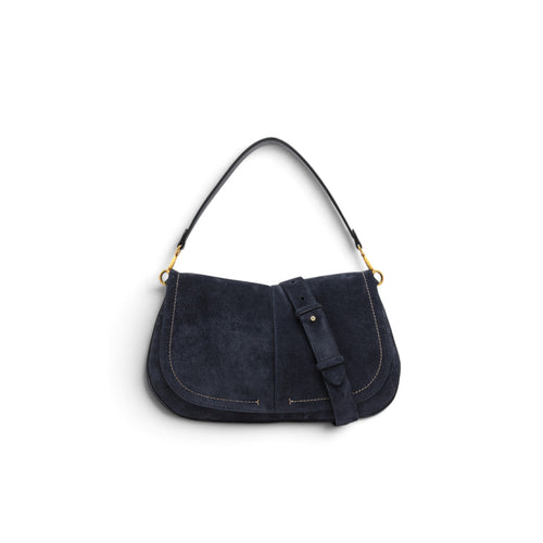 Borsa a spalla Gianni Chiarini "Helena Round" in camoscio con tracolla - Misura grande