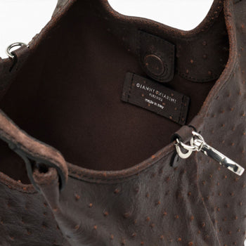 Borsa a mano Gianni Chiarini "Dua" in pelle stampa struzzo con tracolla - Mis. media - 6