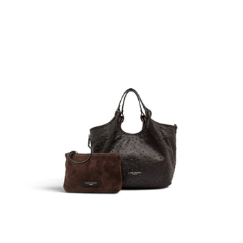 Borsa a mano Gianni Chiarini "Dua" in pelle stampa struzzo con tracolla - Mis. media - 7