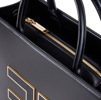 Borsa a mano Elisabetta Franchi in ecopelle con maxi logo e tracolla - 4