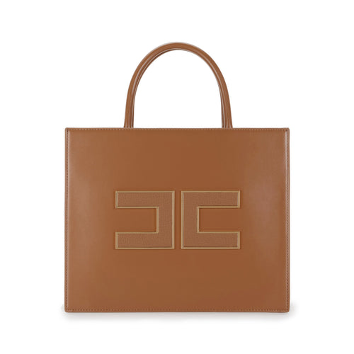 Borsa a mano Elisabetta Franchi in ecopelle con maxi logo e tracolla