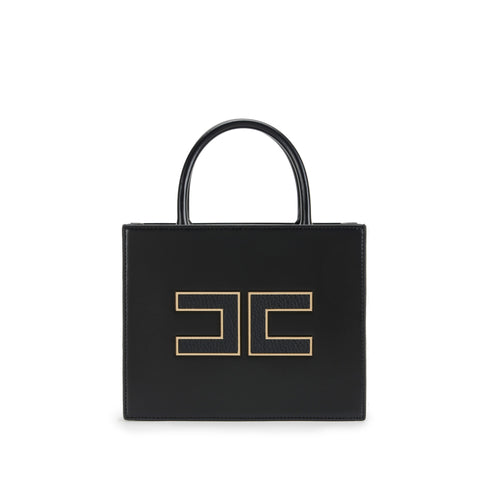 Borsa a mano piccola Elisabetta Franchi in ecopelle con maxi logo e tracolla