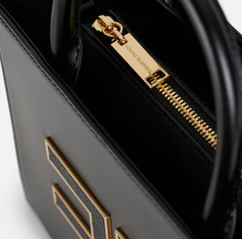 Borsa a mano piccola Elisabetta Franchi in ecopelle con maxi logo e tracolla - 4