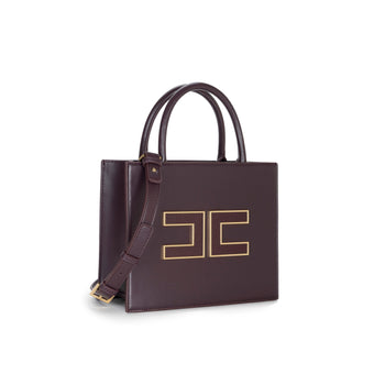 Borsa a mano piccola Elisabetta Franchi in ecopelle con maxi logo e tracolla - 3