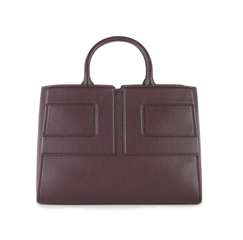 Borsa a mano grande Elisabetta Franchi in ecopelle grain con maxi logo e tracolla