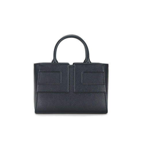 Borsa a mano Elisabetta Franchi in ecopelle effetto grain con maxi logo e tracolla