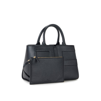 Borsa a mano Elisabetta Franchi in ecopelle effetto grain con maxi logo e tracolla - 3