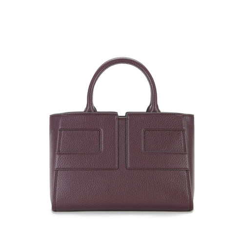 Borsa a mano Elisabetta Franchi in ecopelle effetto grain con maxi logo e tracolla