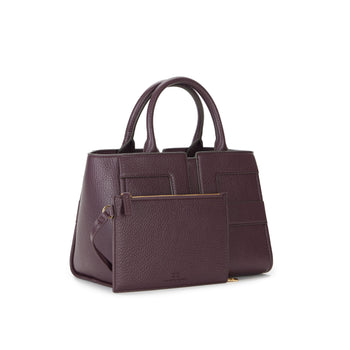 Borsa a mano Elisabetta Franchi in ecopelle effetto grain con maxi logo e tracolla - 3