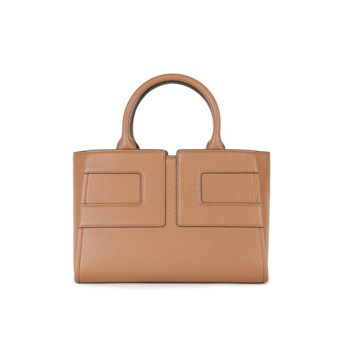 Borsa a mano Elisabetta Franchi in ecopelle effetto grain con maxi logo e tracolla