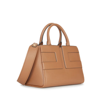 Borsa a mano Elisabetta Franchi in ecopelle effetto grain con maxi logo e tracolla - 3