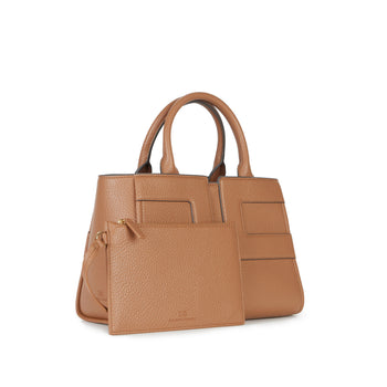 Borsa a mano Elisabetta Franchi in ecopelle effetto grain con maxi logo e tracolla - 4