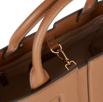 Borsa a mano Elisabetta Franchi in ecopelle effetto grain con maxi logo e tracolla - 5