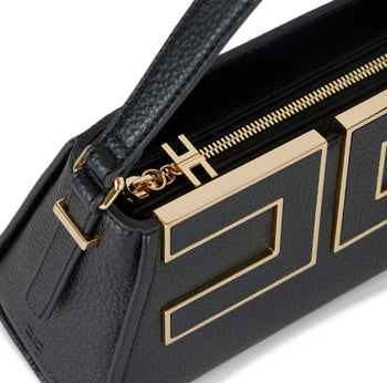 Borsa a mano piccola Elisabetta Franchi in ecopelle grain con maxi logo - 4