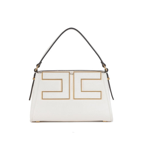 Borsa a mano piccola Elisabetta Franchi in ecopelle grain con maxi logo