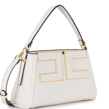 Borsa a mano piccola Elisabetta Franchi in ecopelle grain con maxi logo - 4
