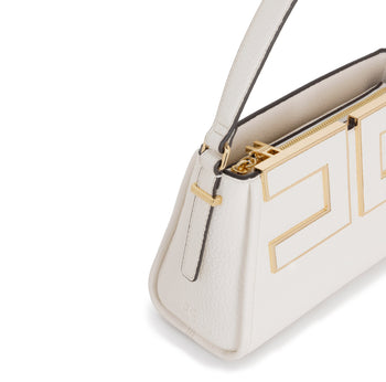 Borsa a mano piccola Elisabetta Franchi in ecopelle grain con maxi logo - 5