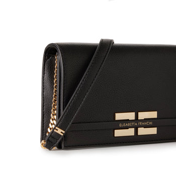 Busta Elisabetta Franchi in ecopelle con maxi logo e tracolla - 4