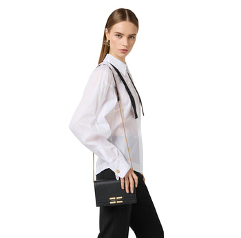 Busta Elisabetta Franchi in ecopelle con maxi logo e tracolla - 5