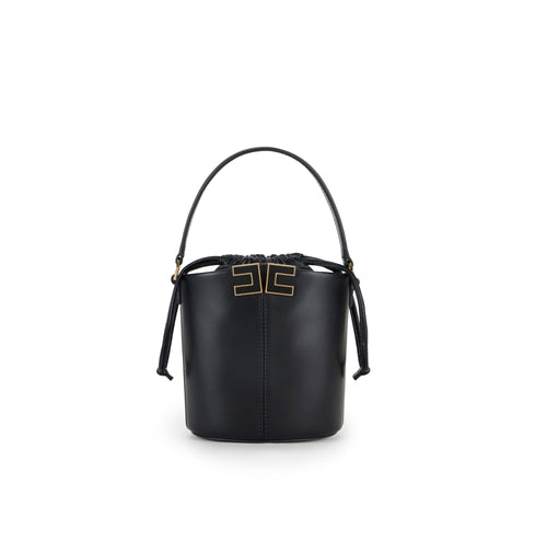 Borsa a secchiello Elisabetta Franchi in ecopelle con logo in metallo