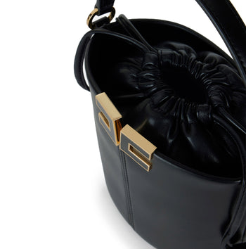 Borsa a secchiello Elisabetta Franchi in ecopelle con logo in metallo - 4